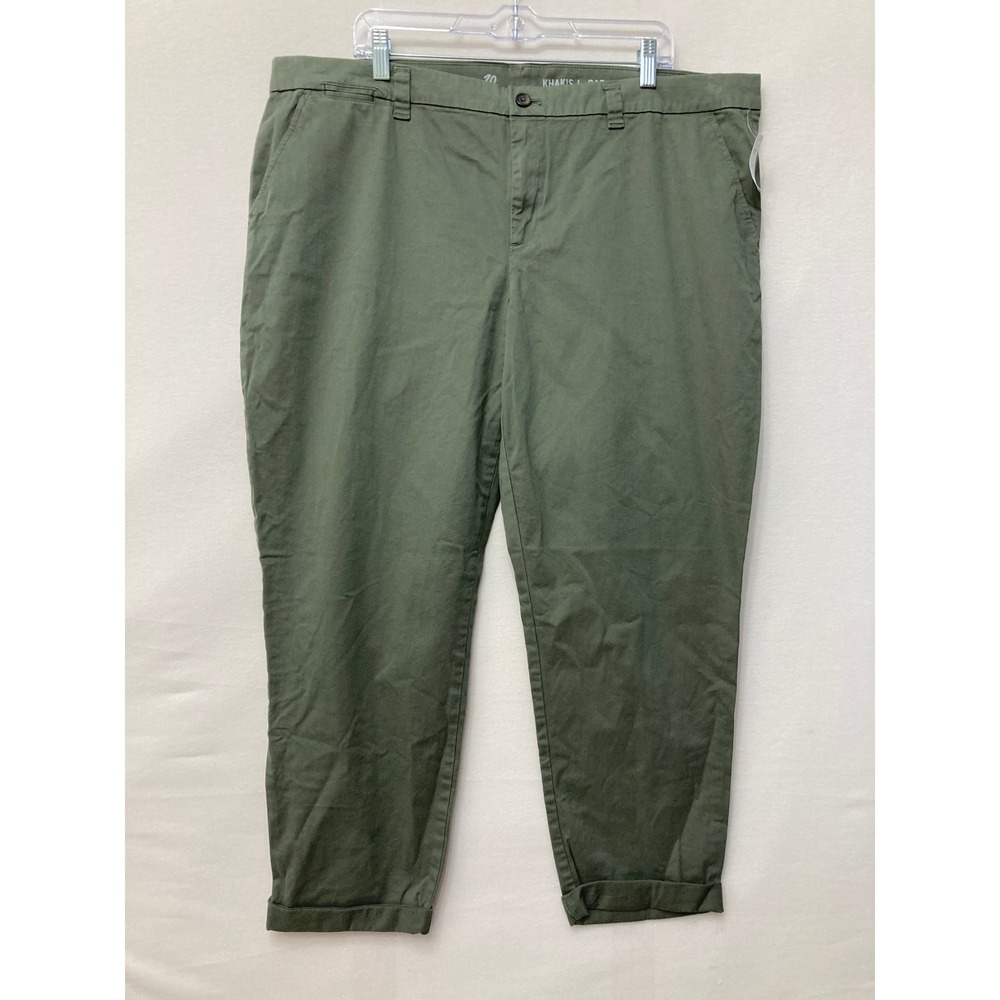 NWT Gap Broken In Straight Khakis Pants Womens size 20 Plus Green Chino Stretch
